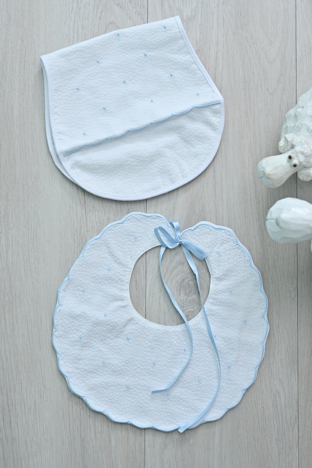 Set Babero y Trapito de Hombre Baby Blue