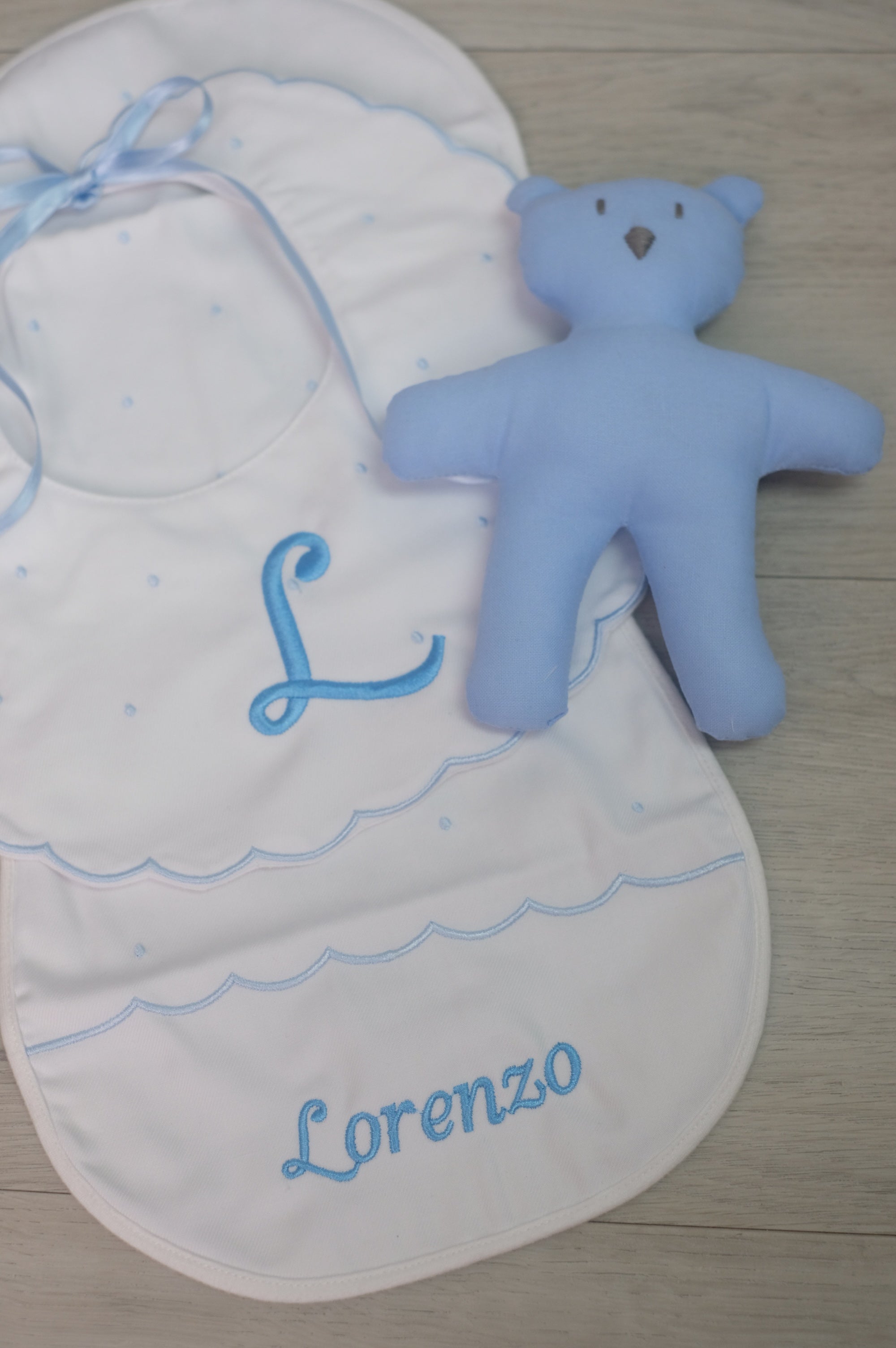 Set Babero y Trapito de Hombre Baby Blue