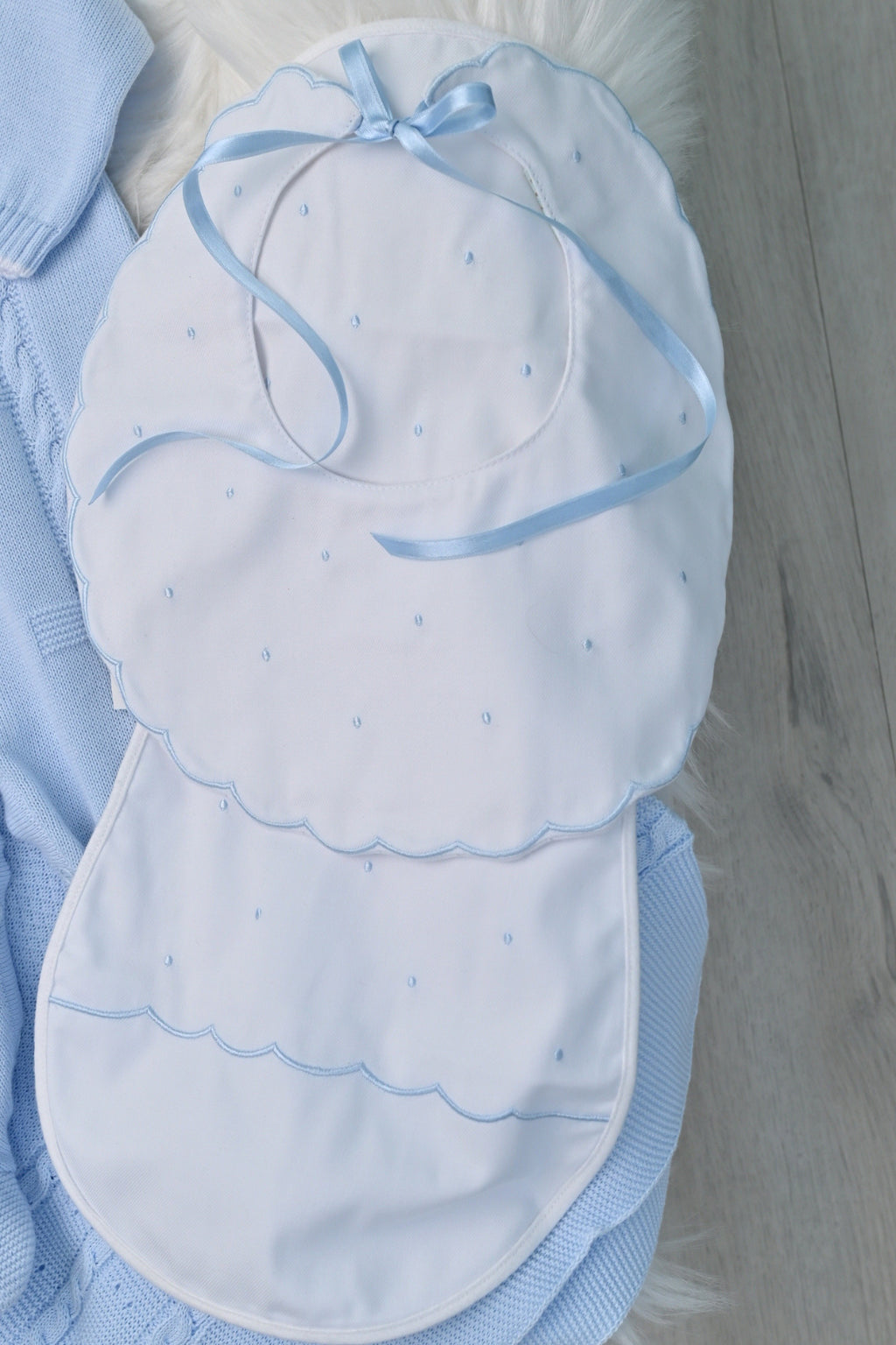 Set Babero y Trapito de Hombre Baby Blue